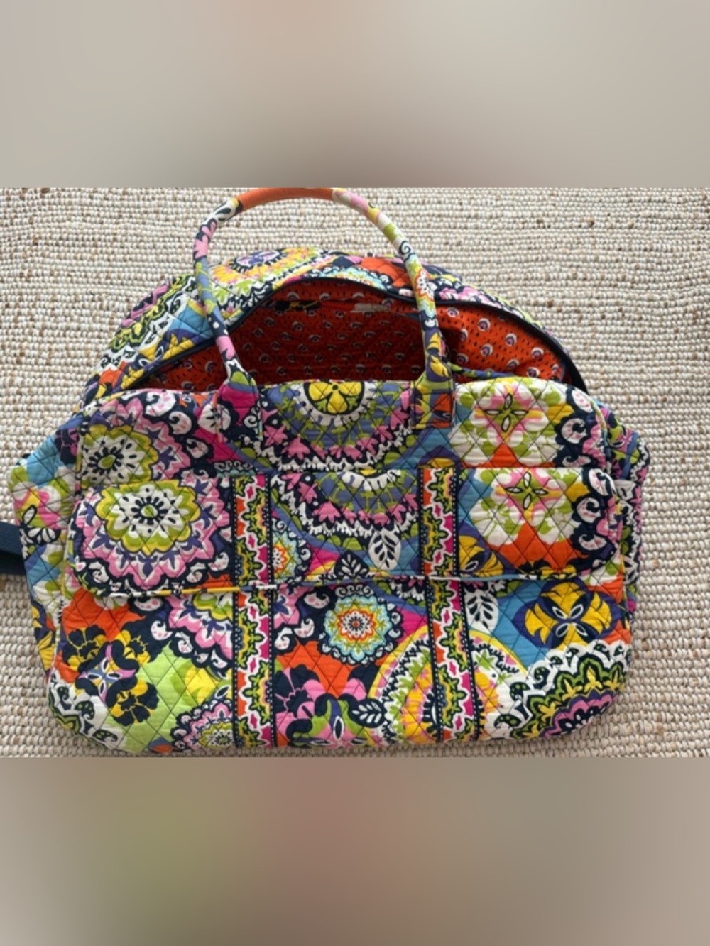 Y2K Vera Bradley Bright Multicolor Quilted Travel Tote - Floral Patchwork